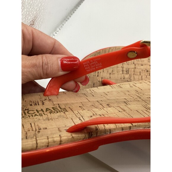 Michael Kors Red/Orange Jelly Thong Slide Flip Flop Sandals Size 7 - Picture 5 of 5